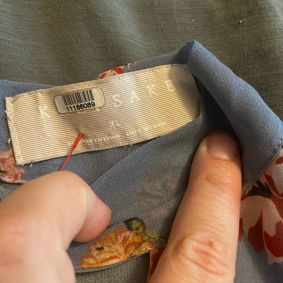 KEEPSAKE the Label Blue and Orange Blouse with Puff Sleeves - Picture 4 of 5